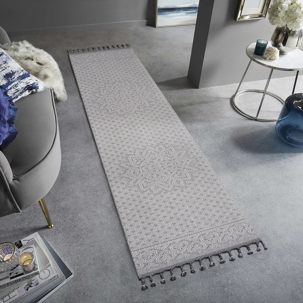 Guros Collection 96*26 inch White / Ivory / Medallion Indoor / Outdoor Runner Rug