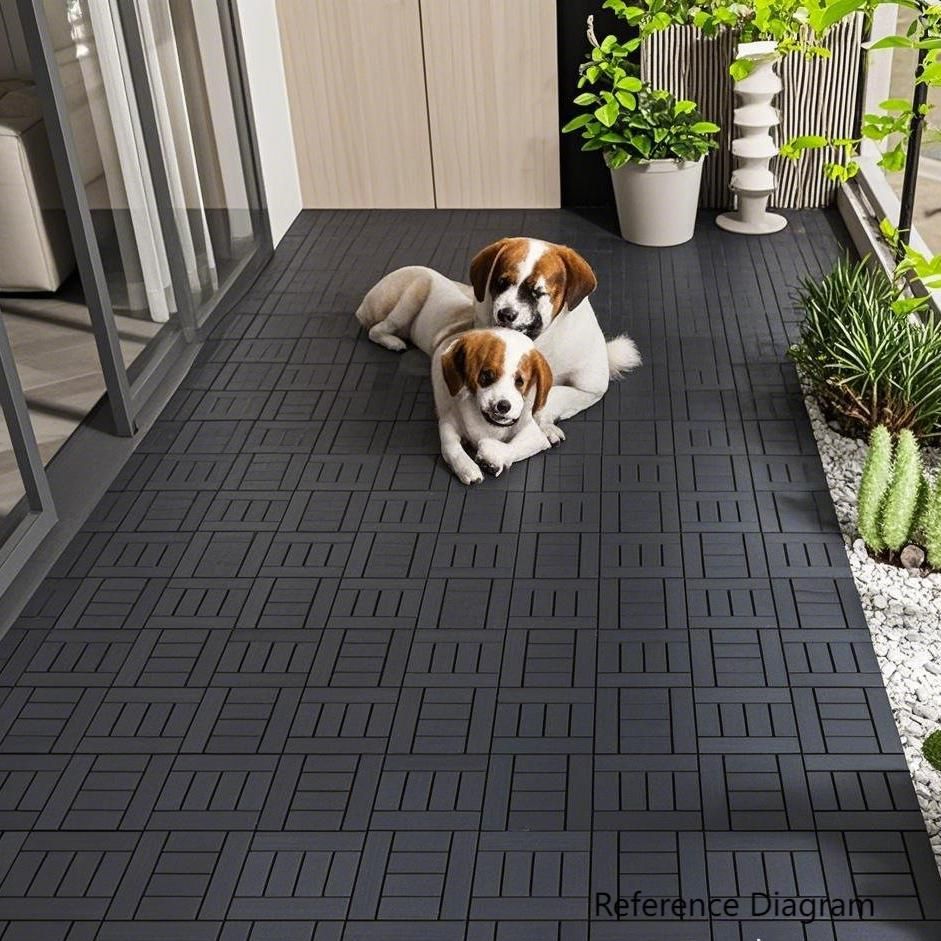 H Style 12" Patio Deck Tiles, DIY Module Interlocking Decking Tiles Floor Tile Outdoor and Indoor,Easy and Quick Installation Court Tiles for Porch Poolside Balcony Backyard 44pcs DARK GRAY