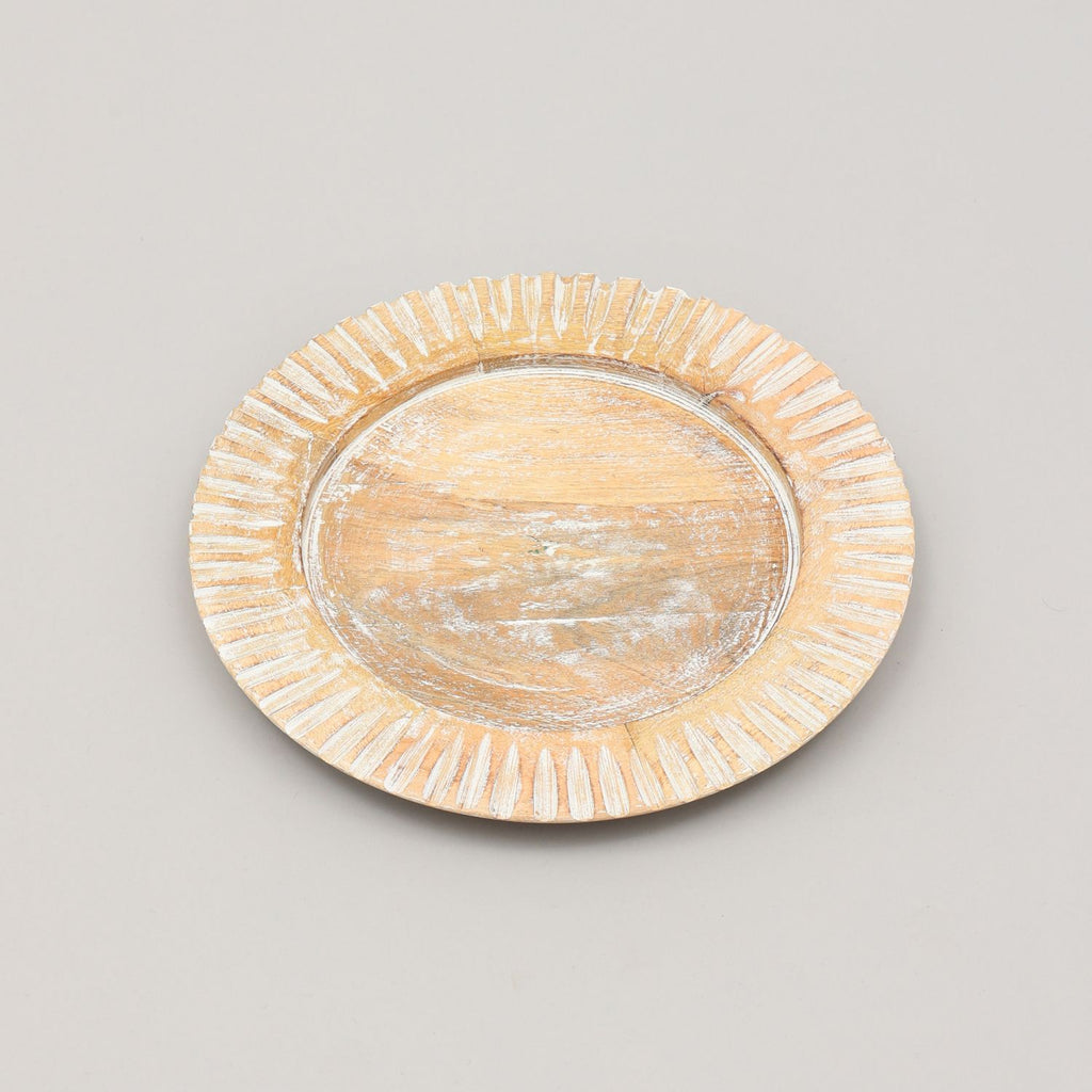 Handcrafted 13" Wood White Charger Plate| Wooden Dinning Placemat|Artisan Wood Tableware