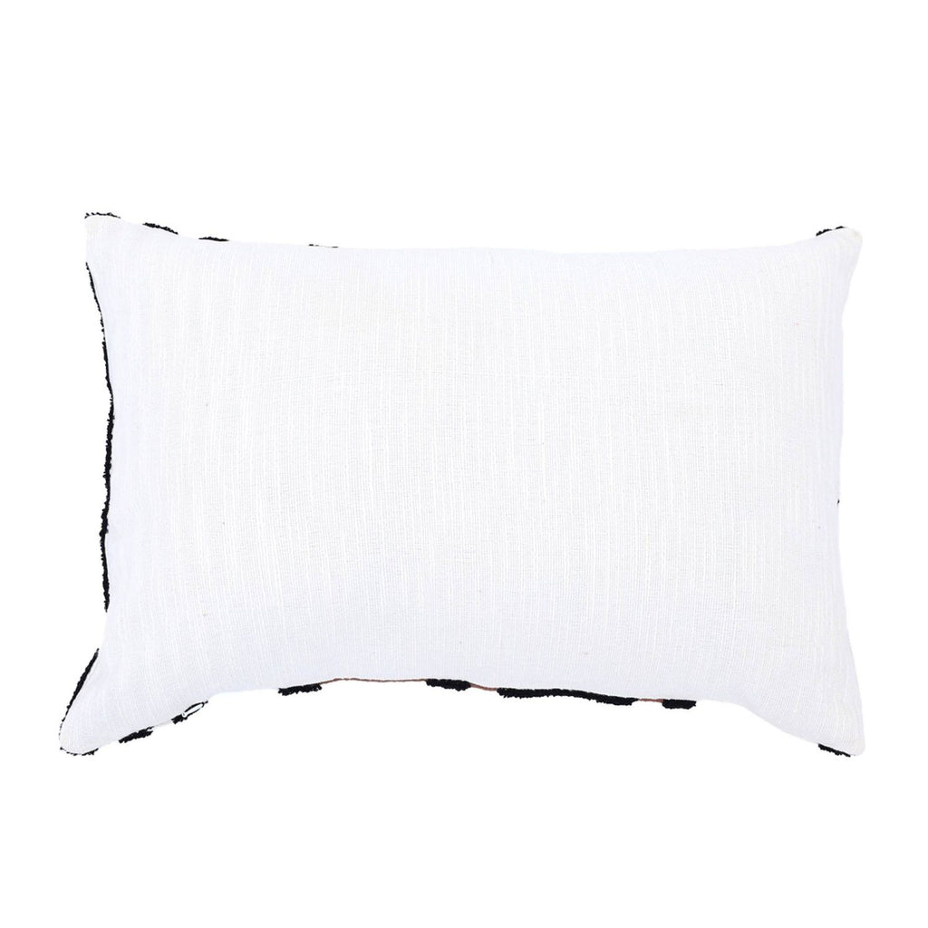 Handcrafted Tufted Cotton Slub Lumbar Pillow - Brown, White & Black 24" x 16"