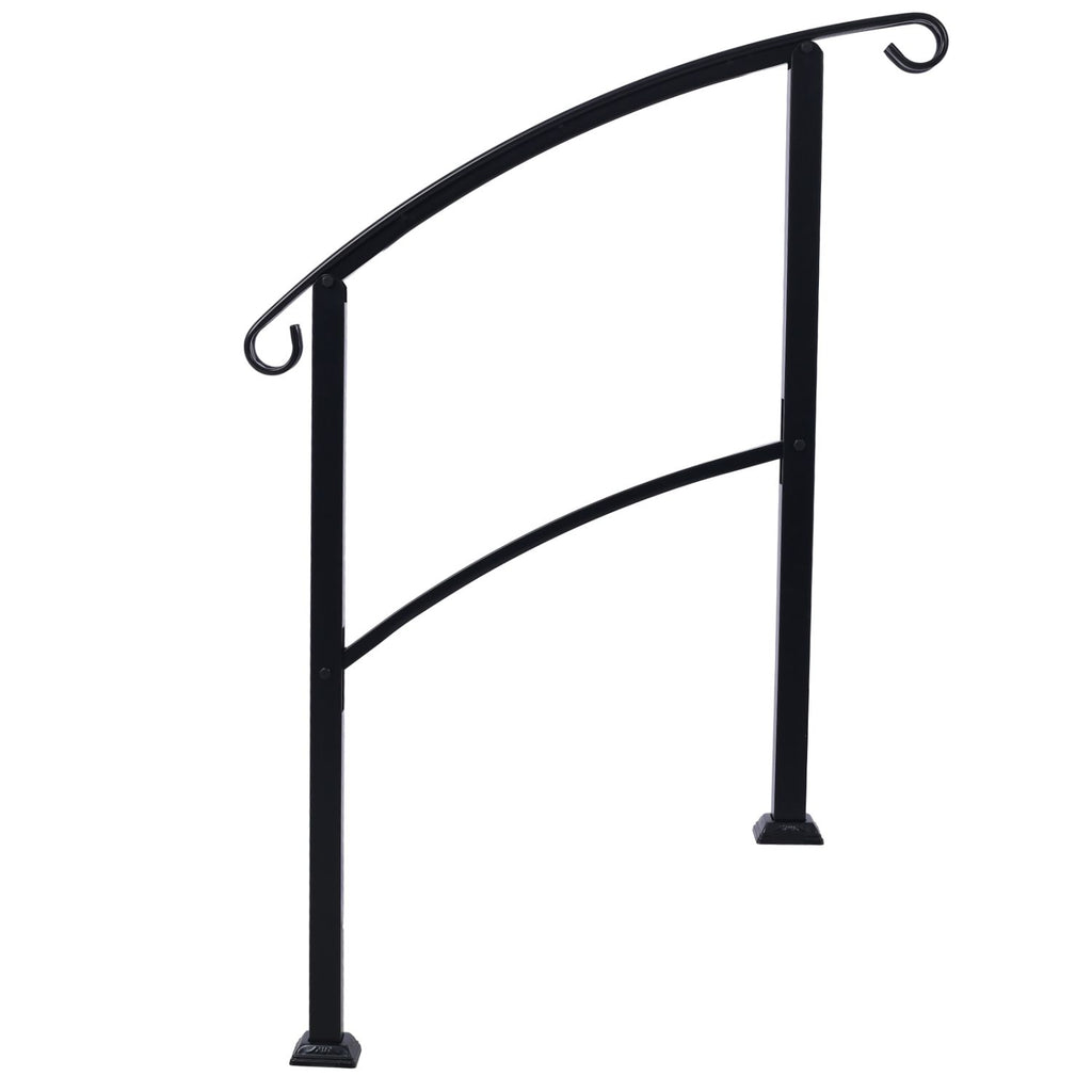 Handrails for Outdoor Steps, Fit 1 or 3 Steps Outdoor Stair Railing, Wrought Iron Handrail, Flexible Front Porch Hand Rail, Transitional Handrails for Concrete Steps or Wooden Stairs