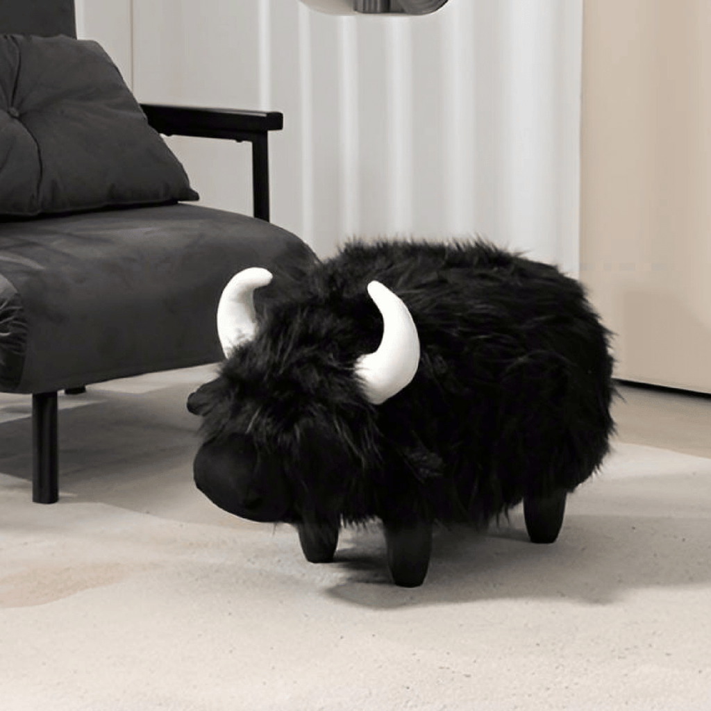 Harry the Buffalo Cow Storage Ottoman- Black