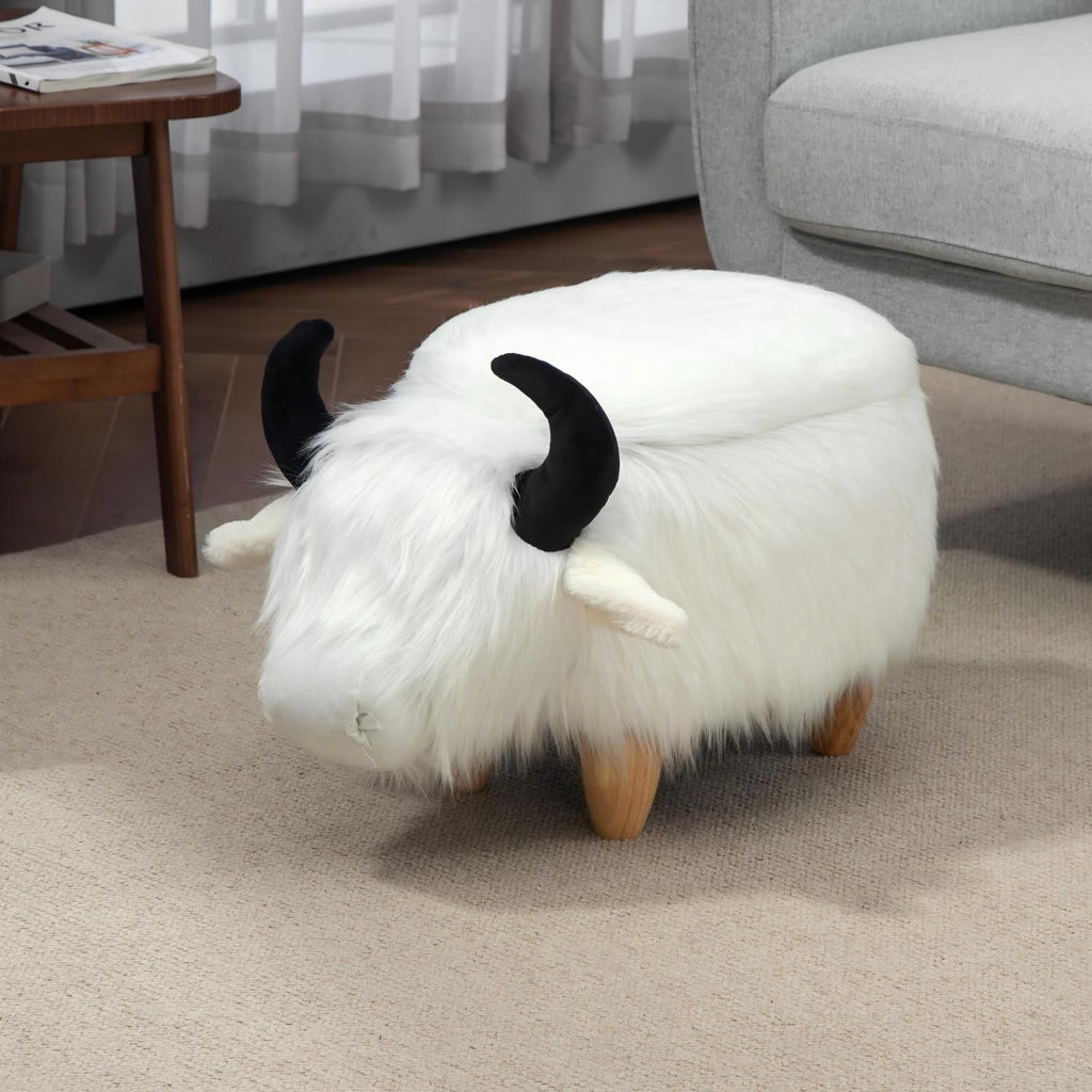 Harry the Buffalo Cow Storage Ottoman- White