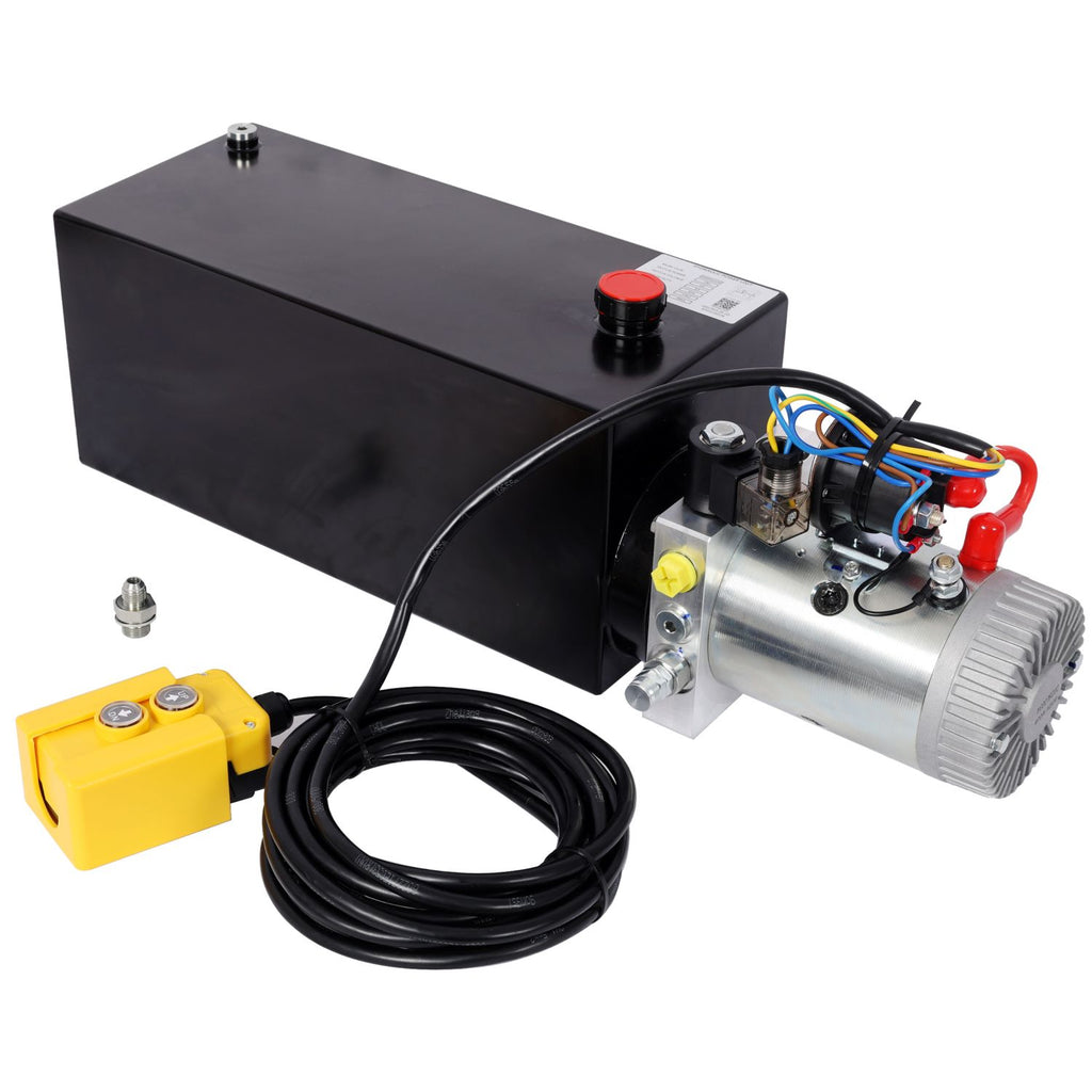 Heavy Duty 12V DC Hydraulic Power Unit, 12 Quart Steel Tank, Hydraulic Pump for Dump Trailer, Lift Gate, Wood Splitter, Aerial Work Platform and Small Lifting Equipment