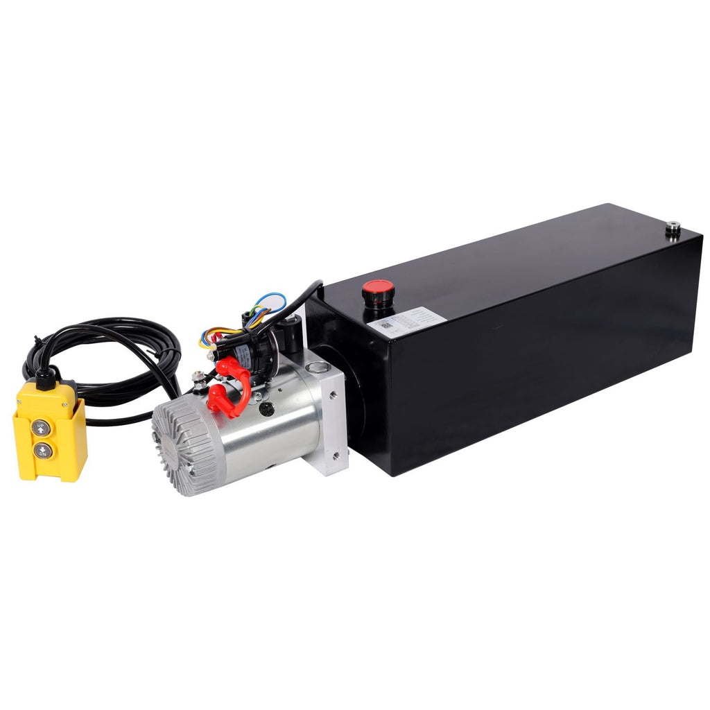 Heavy Duty 12V DC Hydraulic Power Unit, 15 Quart Steel Tank, Hydraulic Pump for Dump Trailer, Lift Gate, Wood Splitter, Aerial Work Platform and Small Lifting Equipment