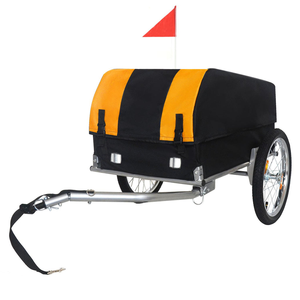 Heavy-Duty Bike Cargo Trailer with Removable Waterproof Cover – 88 lbs Capacity, 16" All-Terrain Wheels & Foldable Design for Camping, Groceries, yellow black