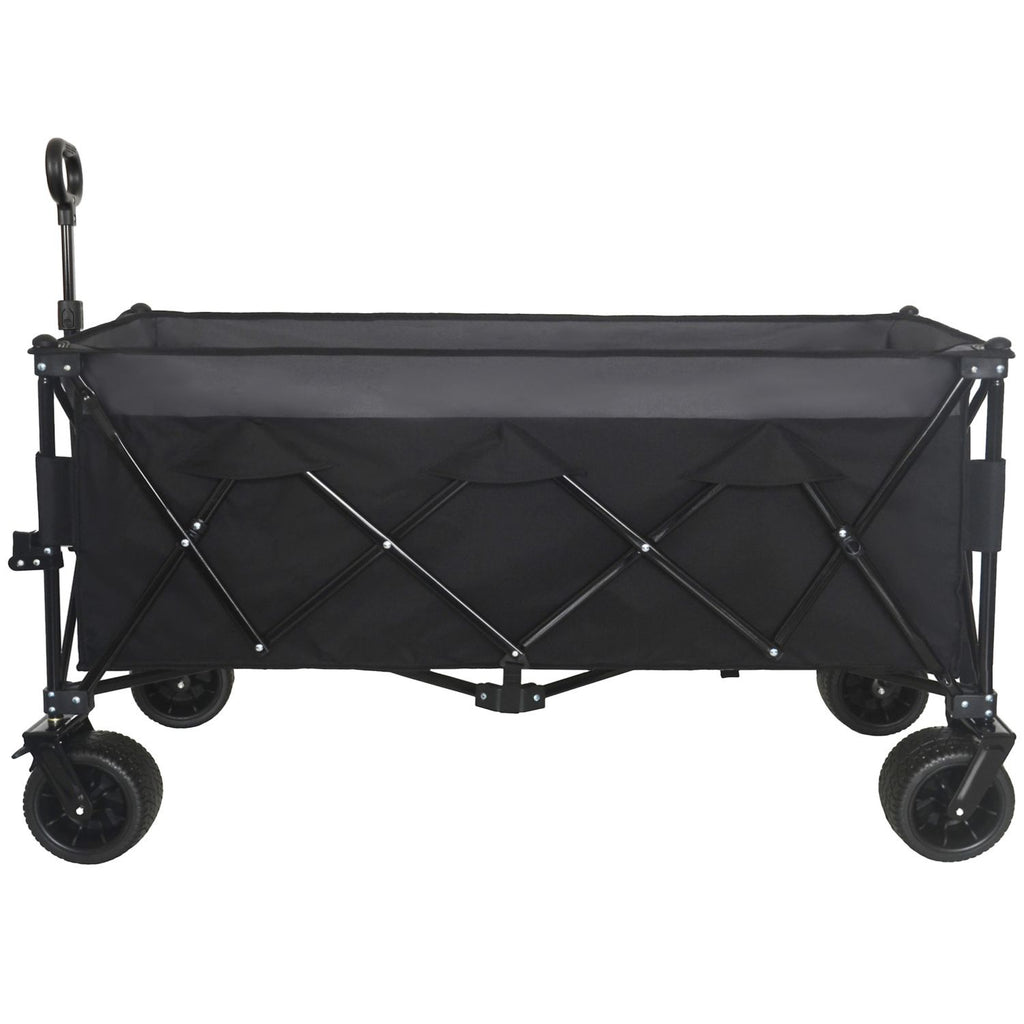 Heavy-Duty Foldable Utility Wagon - 480lbs Capacity, Patented Ultra-Stable Frame, 1:6 Space-Saving Fold & 7" All-Terrain Wheels, No Assembly Needed, Black- Gray