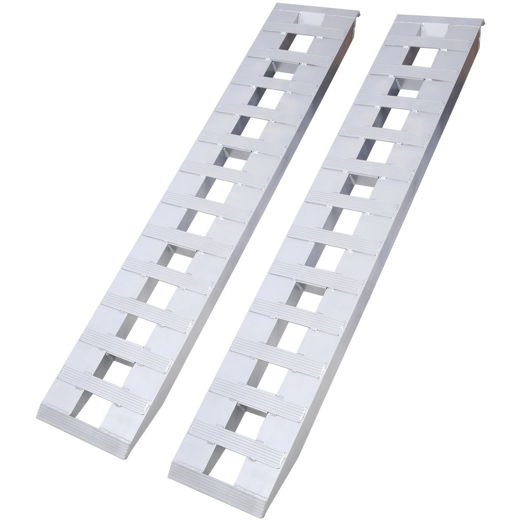 Heavy-Duty Ramps with Top Hook Attaching End, Universal Loading Ramp for Motorcycle, Tractor, ATV/UT 72" X 14" 6600 LBS 1 Pair 2 Ramps Silver Aluminum