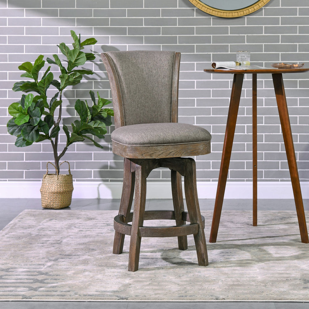 Henry 27' Armless Swivel Counter Height Bar Stool, Heathered Grey Linen