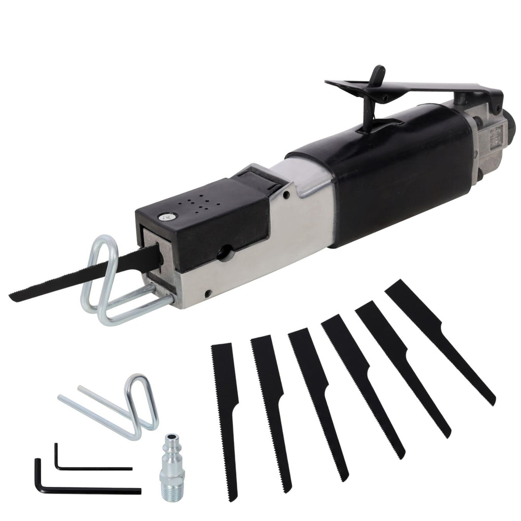 High Speed Air Reciprocating Body Saw Pneumatic Cutting Tool with 6PCS 18T & 24T & 32T Blades,Heavy Duty Hacksaw Cutter for Metal Sheet Cutting