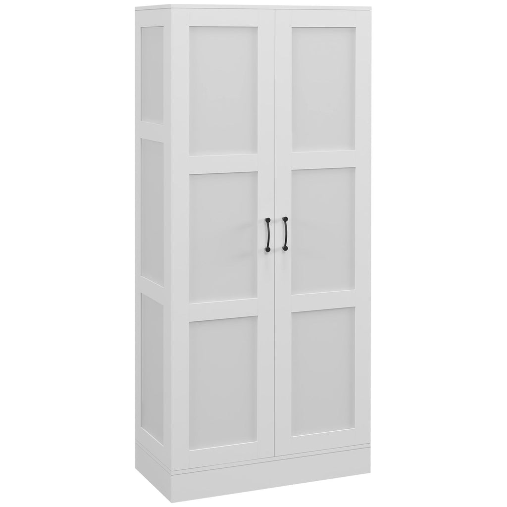 HOMCOM 71" Tall Storage Cabinet with Movable Storage Shelves, Modern Style Pantry Cupboard Cabinet with Soft Close Doors, White