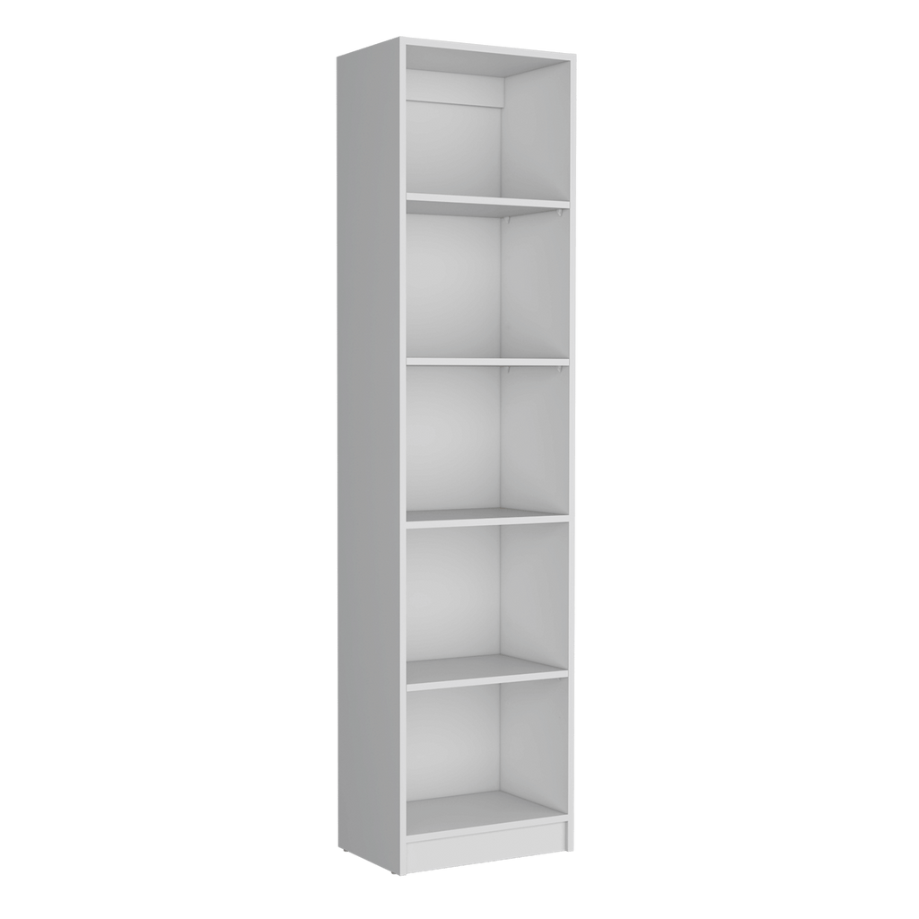 Home Xs Bookcase with 5-Tier Shelves and Slim Design -White -Office