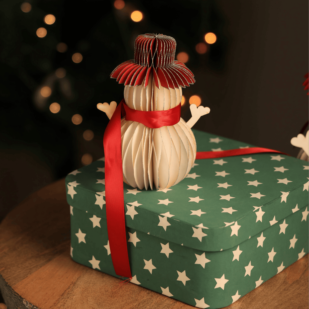 Honeycomb Handmade Paper Snowman - Holiday Decor