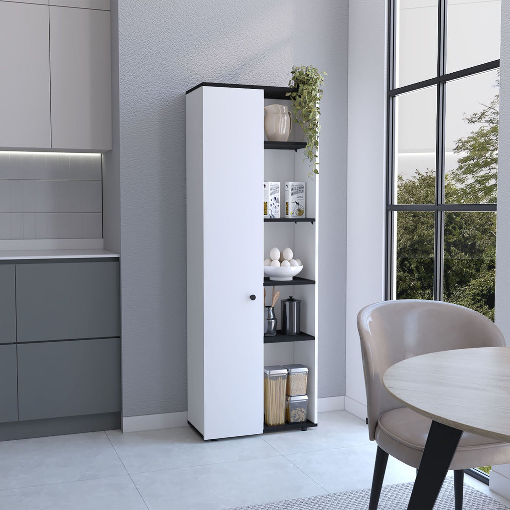 Hoyt Kitchen Pantry Storage Cabinet With and Five Interior and Exterior Shelves