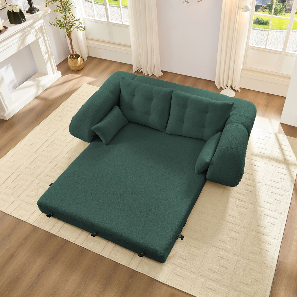 Human Dog Bed, Lazy Sofa Couch, 78.7" Multi-Functional Foldable Sofa Bed, 3-in-1 Teddy Fabric Foam-Filled Sleeper Sofa Bed for Living Room,Guest Bed,Playroom,Green