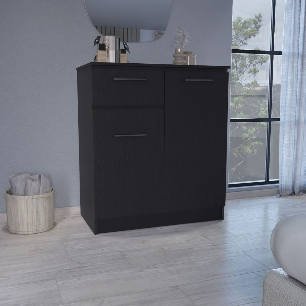 Idaho Dresser with 2-Door Cabinets and Drawer -Black