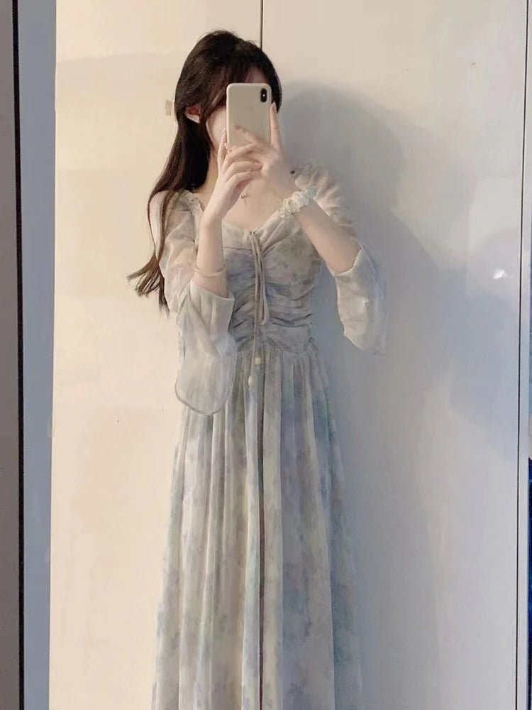 Summer Sporty Chic French White Dress for Women with Long Bubble Sleeves and Comfortable Fit Elegant Niche Primrose Style