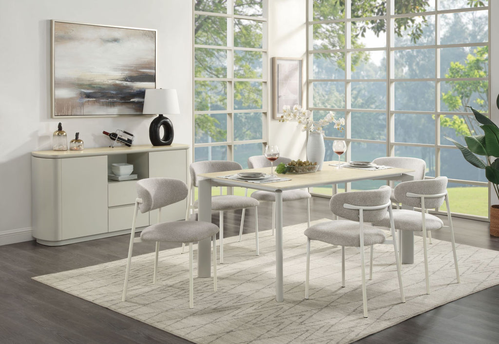 Ingram Ceramic Top & Light Gray Finish Dining Table