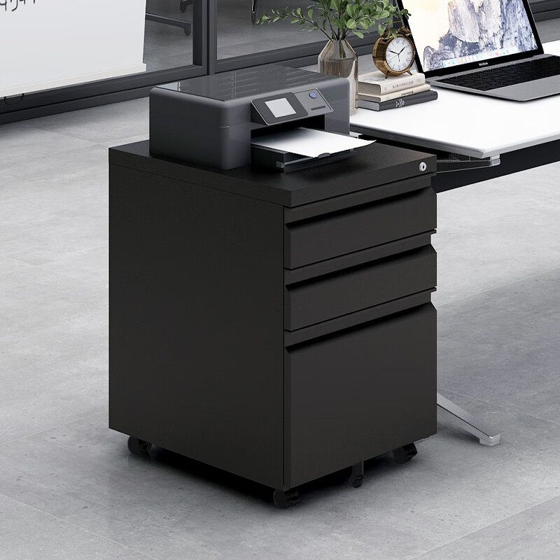 [Installation required] 3-drawer mobile filing cabinet with lock, office storage filing cabinet of legal/letter size, metal filing cabinet to be Installation required (black)