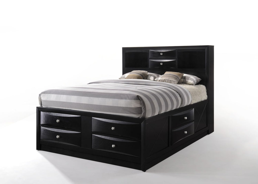 Ireland Black Finish Full Bed W/Storage