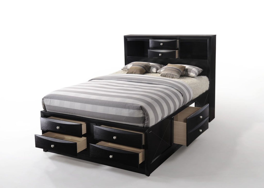 Ireland Black Finish Queen Bed W/Storage