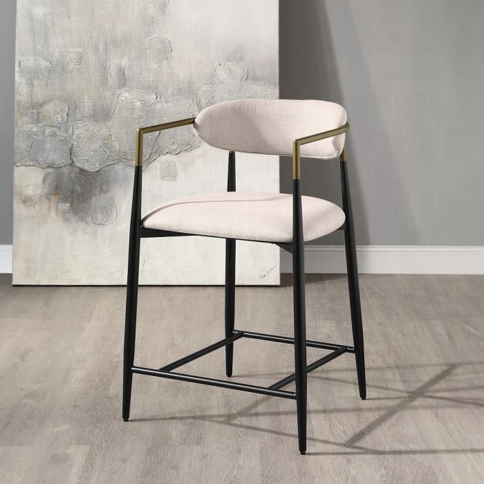 Jaramillo Beige Linen & Black Finish Counter Height Chair