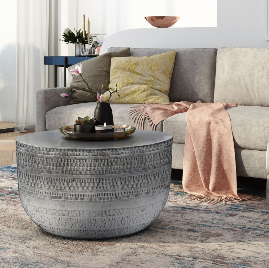 Johnsen Metal Coffee Table in Antique Silver