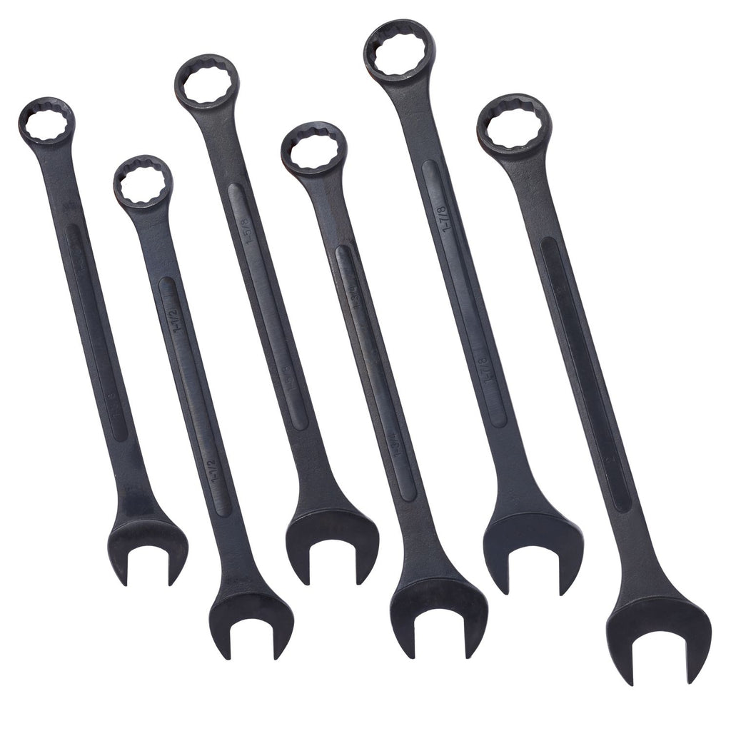 Jumbo Combination Wrench Set extra large, SAE, 6-piece, 1-3/8'' to 2'',Black Oxide, with Pouch