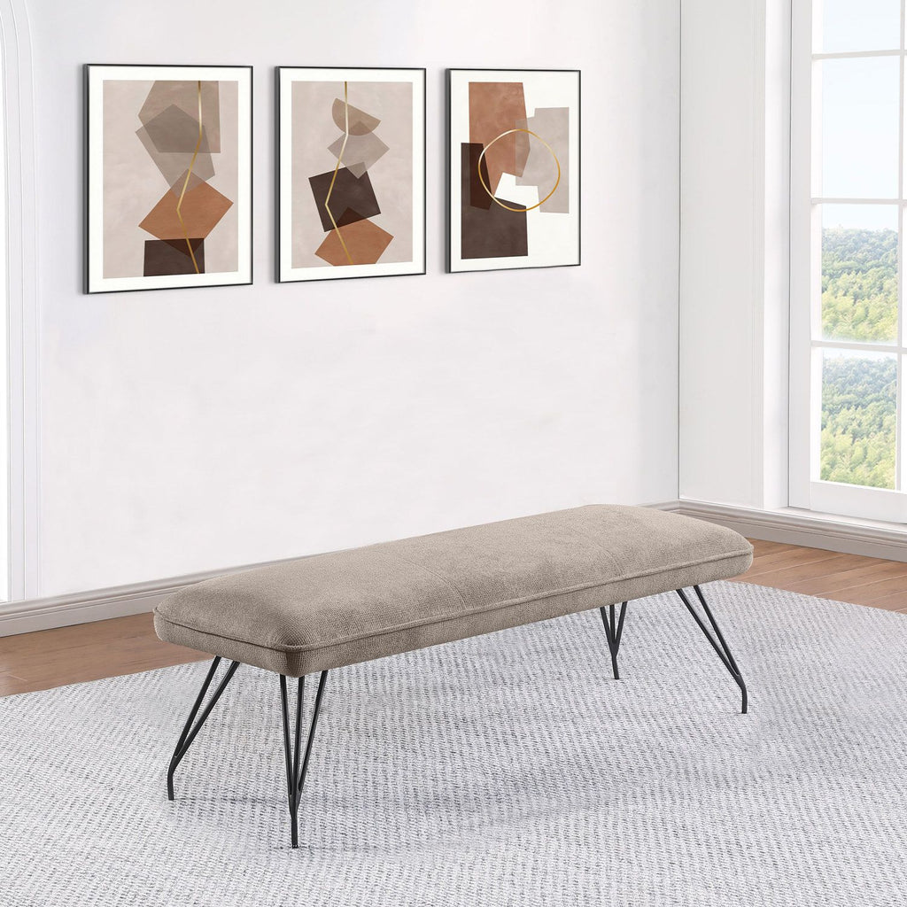 Kailea Taupe Fabric Upholstered Dining Bench