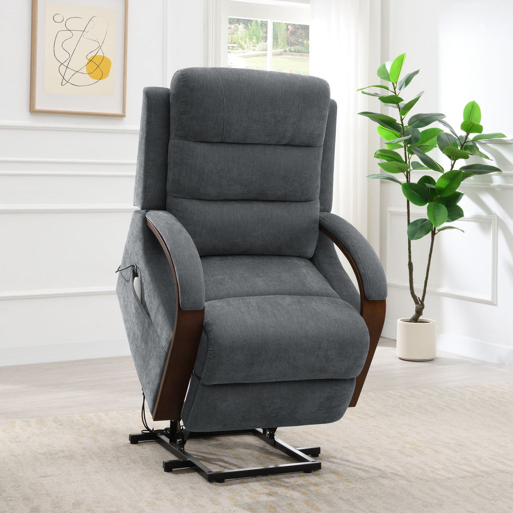 Kayla Gray Chenille Power Recliner w/Lift & Heating & Massage