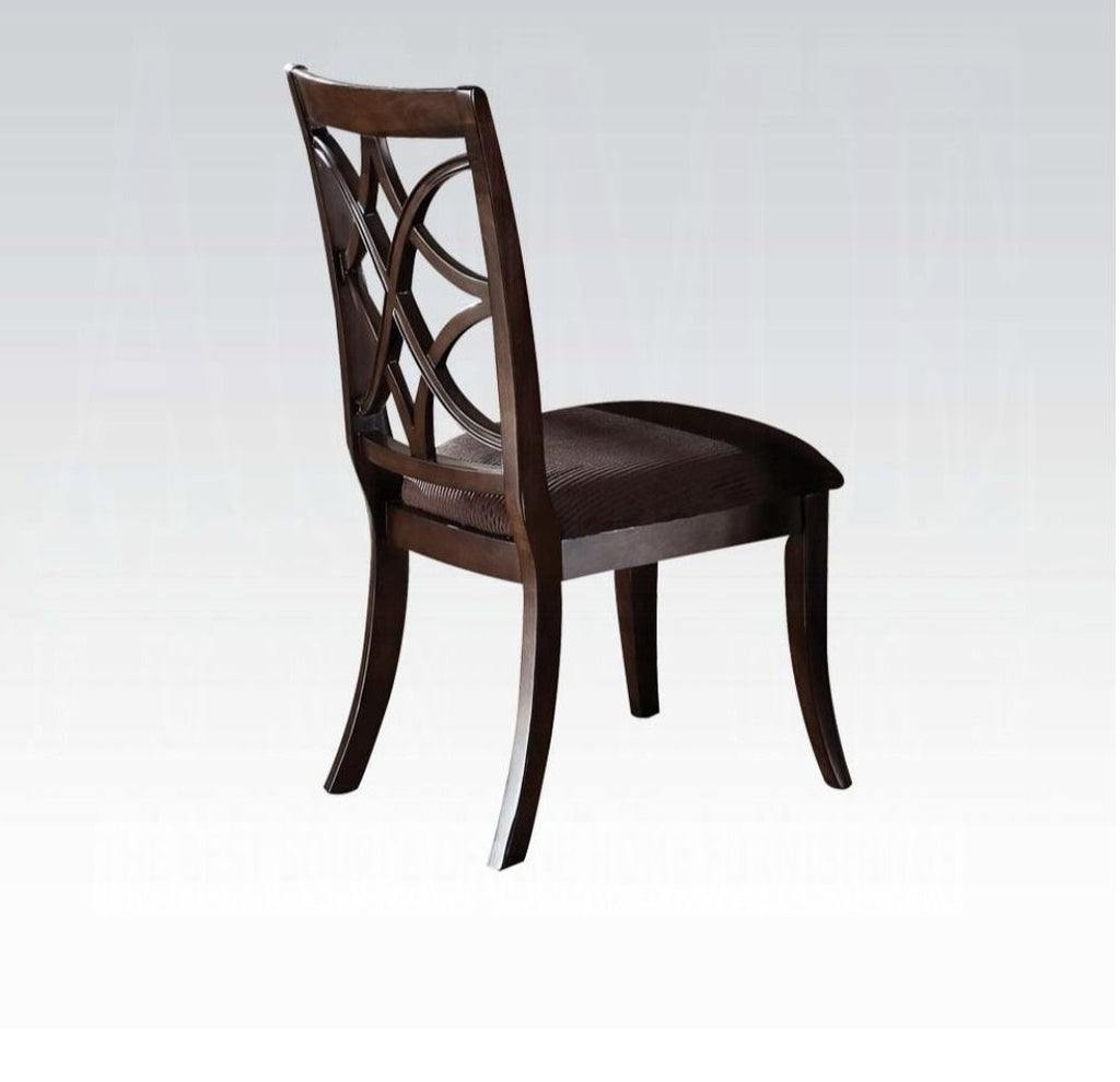 Keenan Brown Microfiber & Dark Walnut Finish Side Chair (Set of 2)