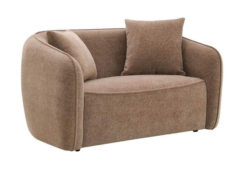 Keith Brown Chenille Loveseat with 2 Matching Color Toss Pillows