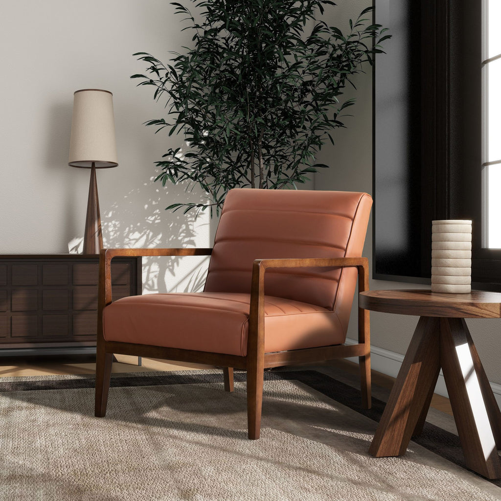 Kenneth 28" Modern-Transitional Lounge Accent Chair, Leather&Faux Leather