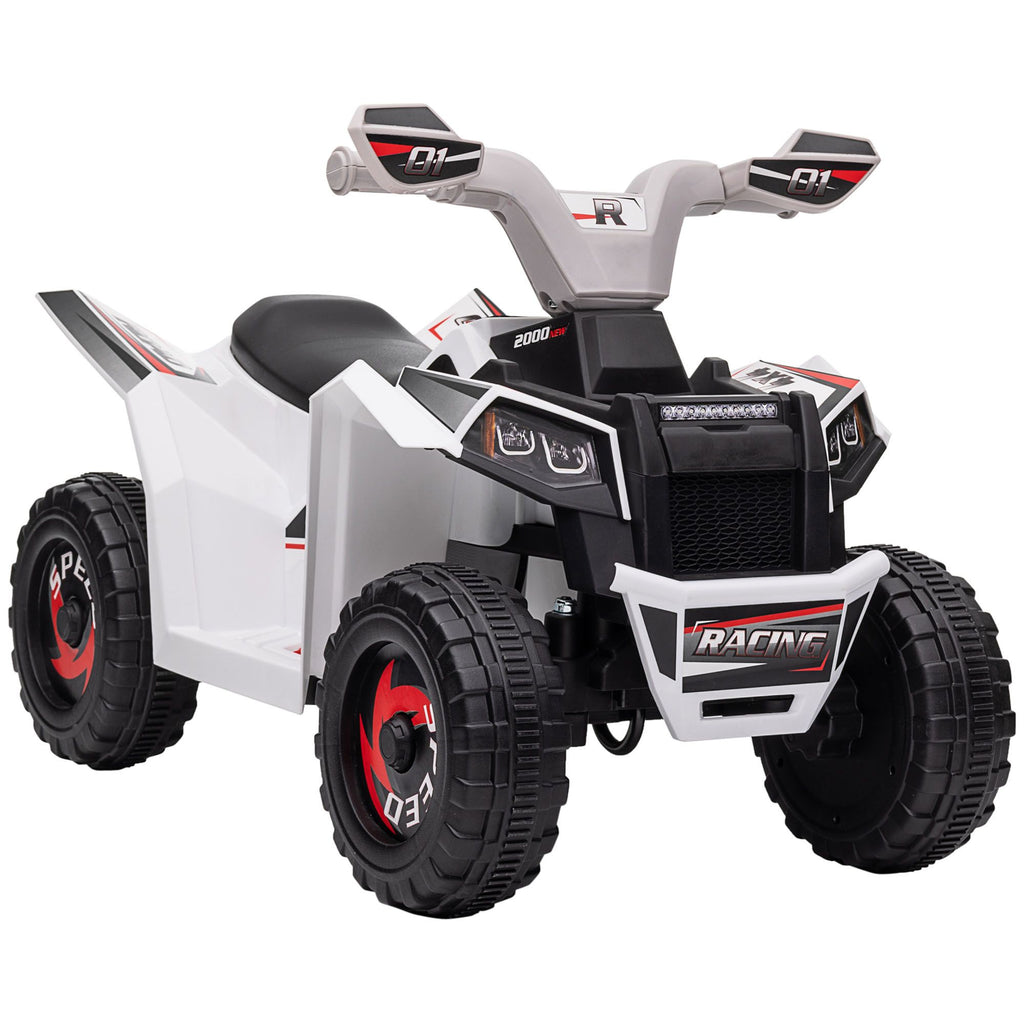 Kids ATV Quad Car, 6V Four-Wheeler for Kids with Forward Backward Function, Wear-Resistant Wheels for Toddlers Ages 18-36 Months, White