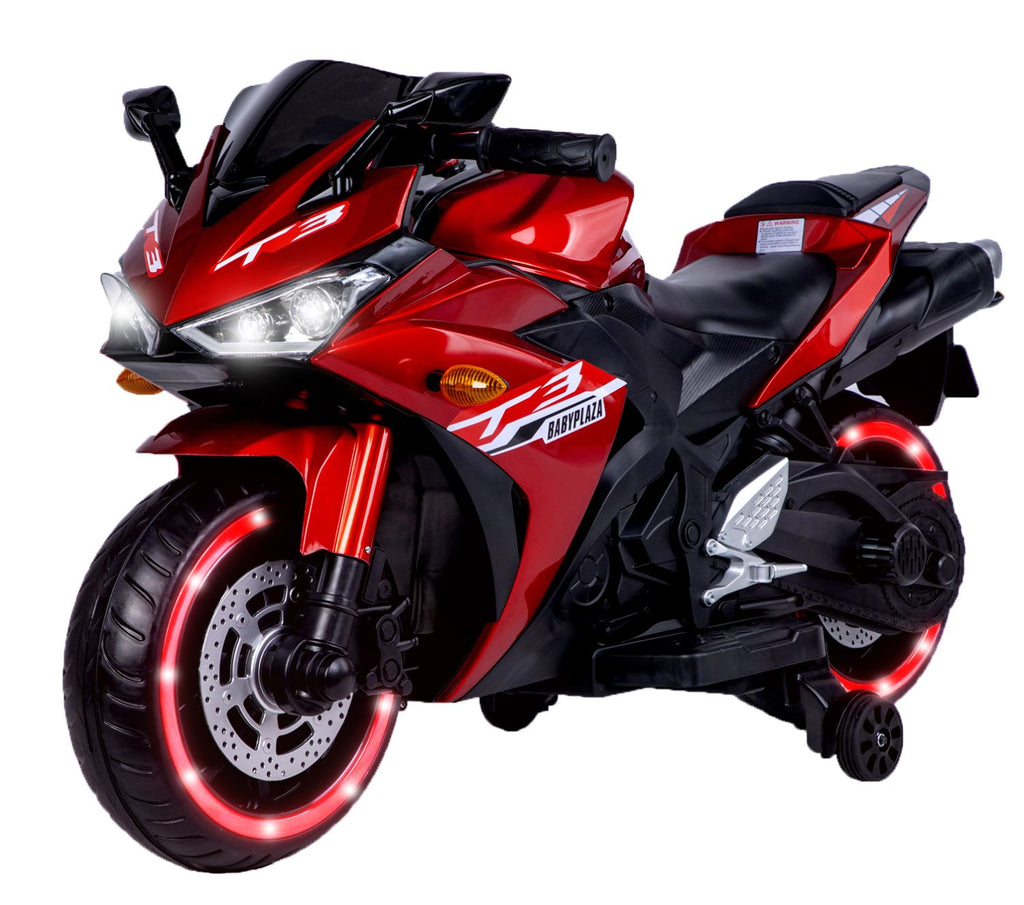 kids motorcycle 12V motorcycle for kids 3 4 5 6 years Boys Girls 12v7ah kids motorcycle ride on toy with Training Wheels/manual throttle/ drive by hand /Lighting wheels