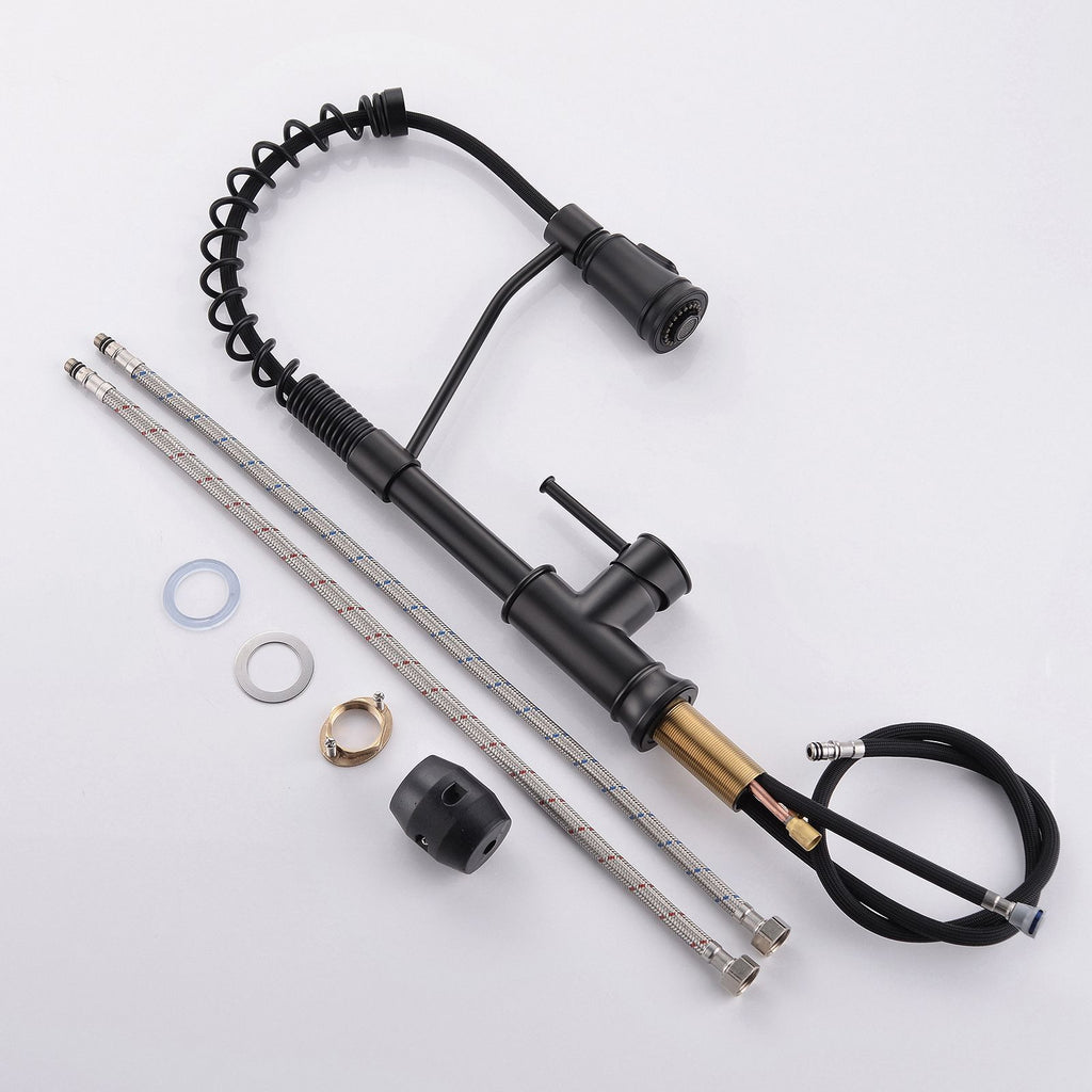 Kitchen Faucet with Pull Out Sprayer Black Stainless Steel Single Handle Kitchen Sink Faucets