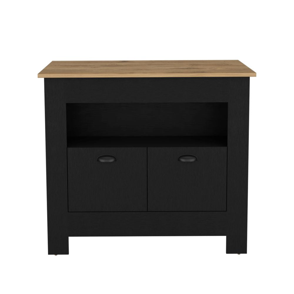Kitchen Island Geneva, Black / Macadamia