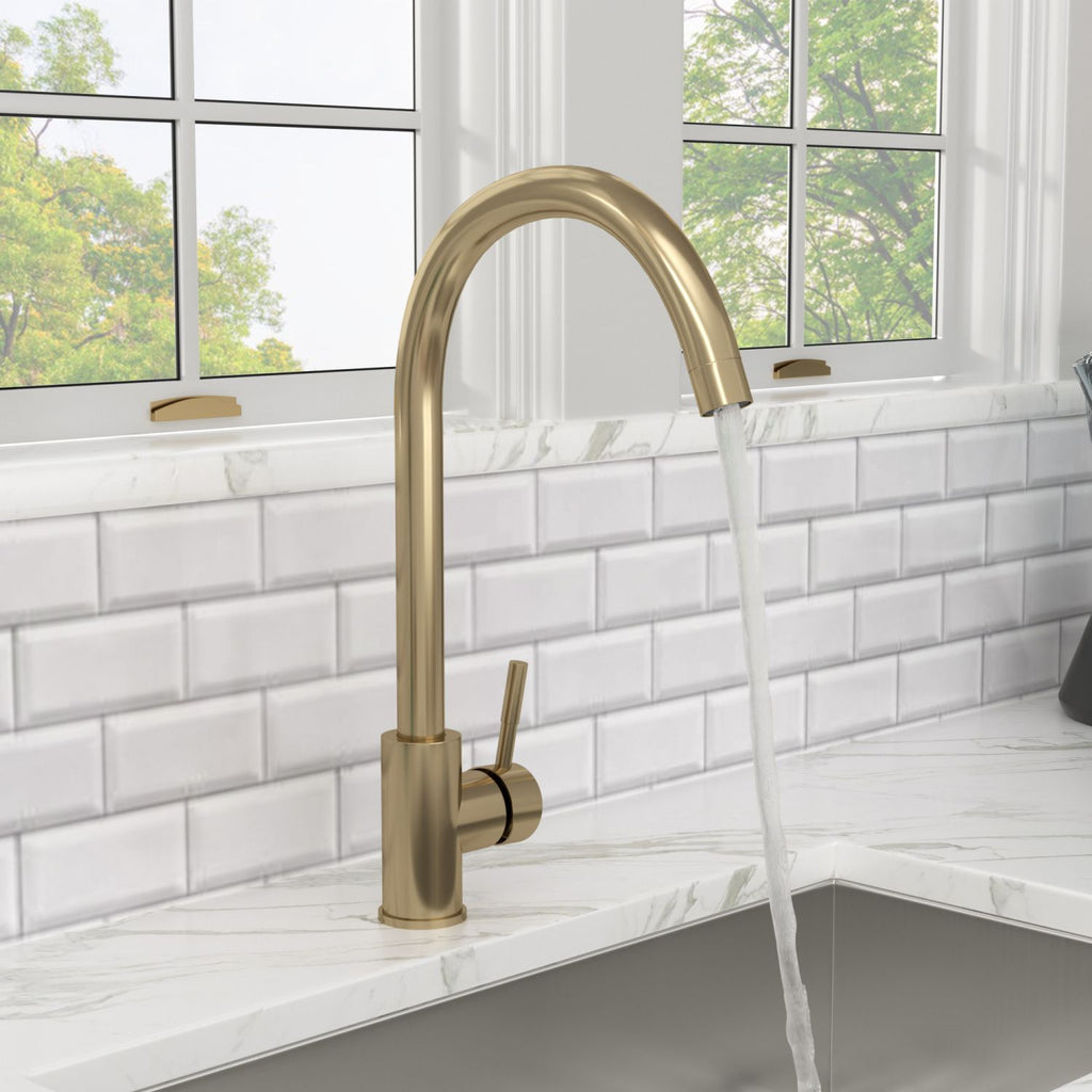 Kitchen Sink Faucet with Single Handles, Gold