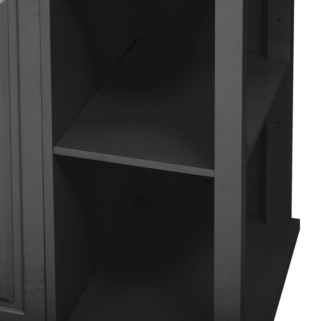K&K 47 inch Kitchen Island with Extendable Dining Table, Rubber Wood Veneer Kitchen Table with Internal Storage Rack, Power Outlet, Kitchen island with Storage 2 Drawers 2 Cabinet, Black