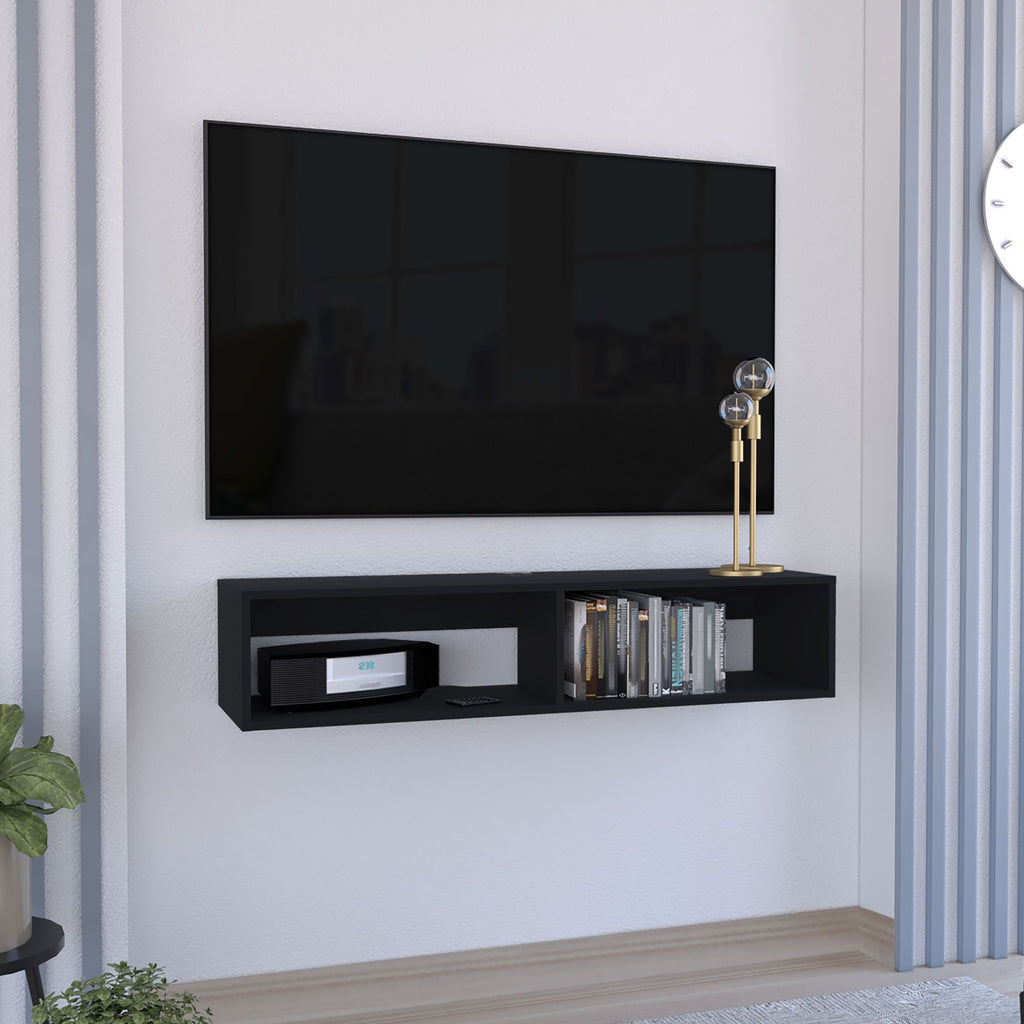Klein FloatingTV Stand, Space-Saver Design with Functional Shelves, Black