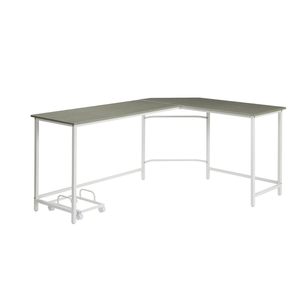 L-Shape Rectangular Computer Desk, Gray and White