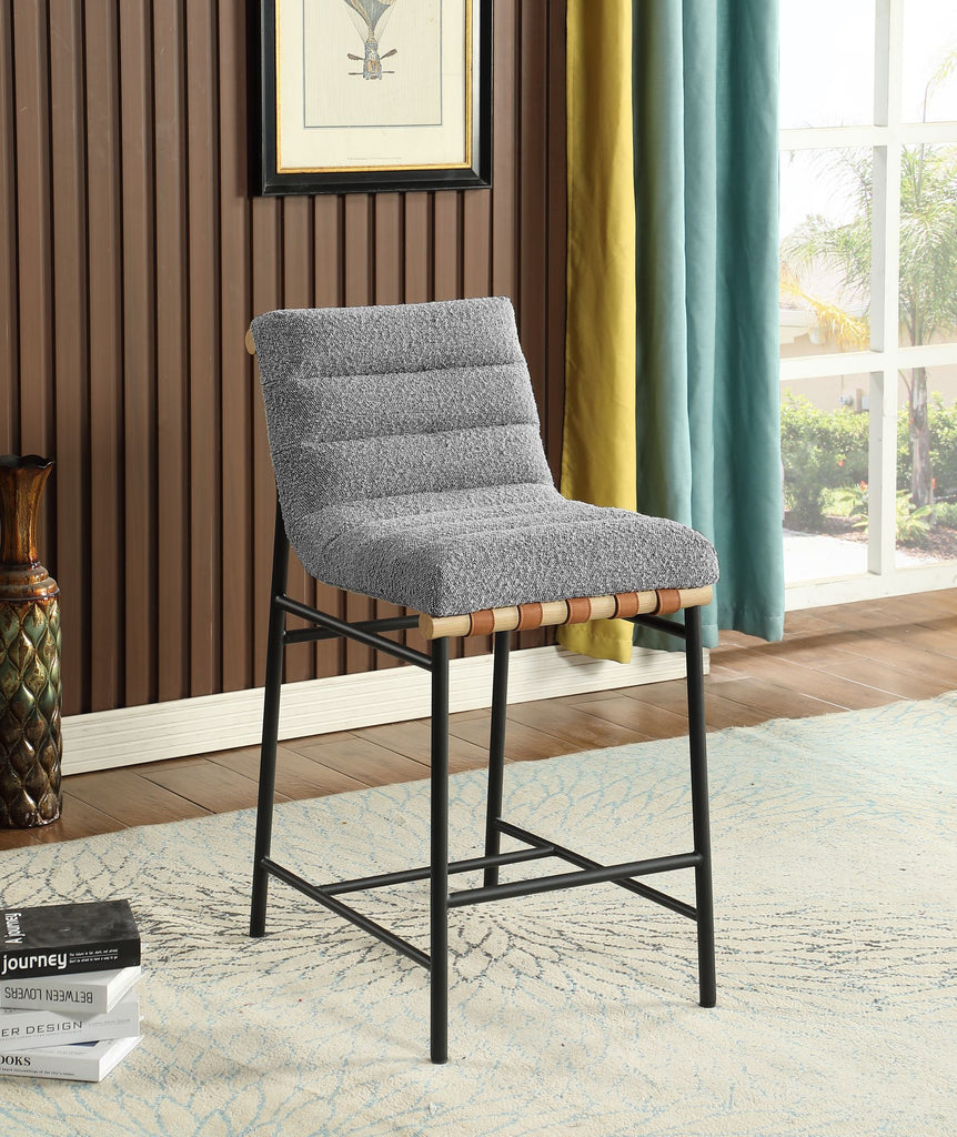 Lahni 17.75" Gray Boucle Fabric Counter Height Chair