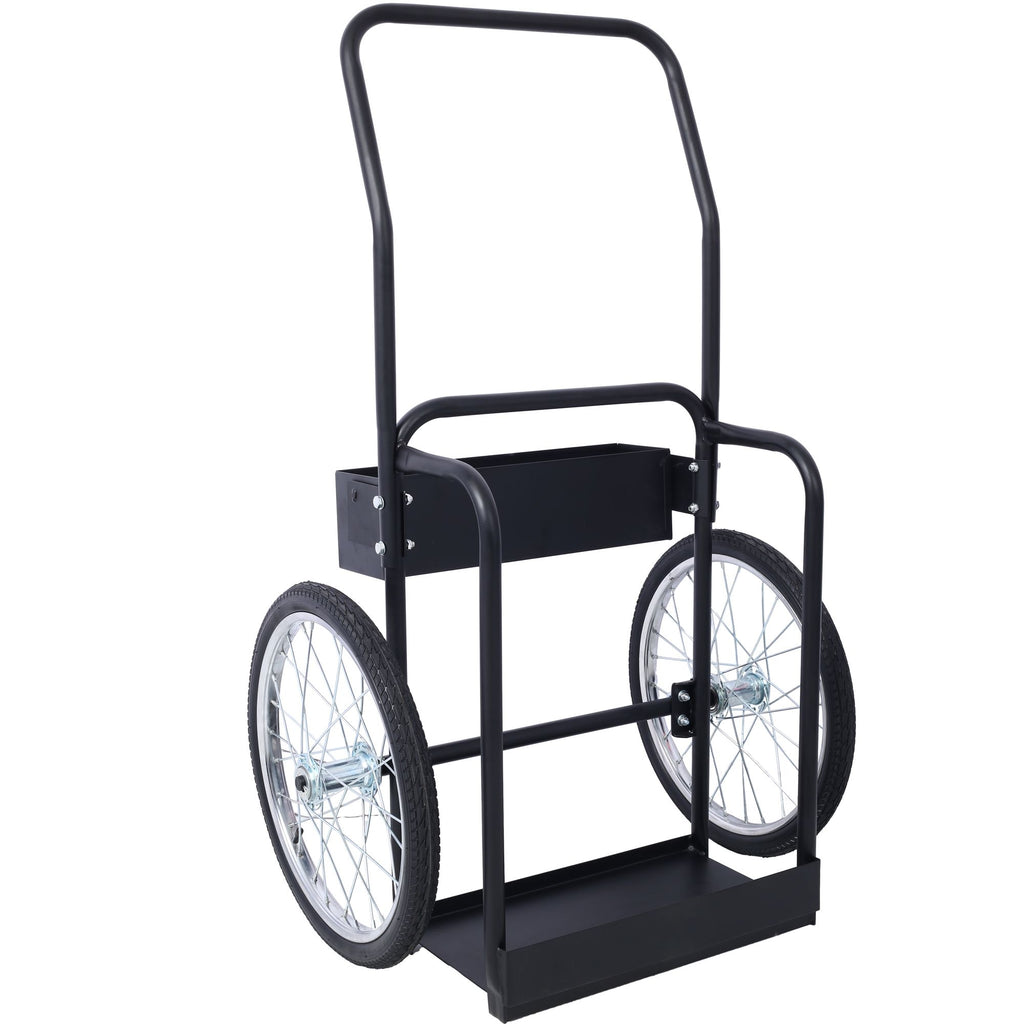 Large Dual Oxygen Tank Cart Dolly Double Cylinder Cart, 20" pneumatic Wheels Includes two fastening belts ,black