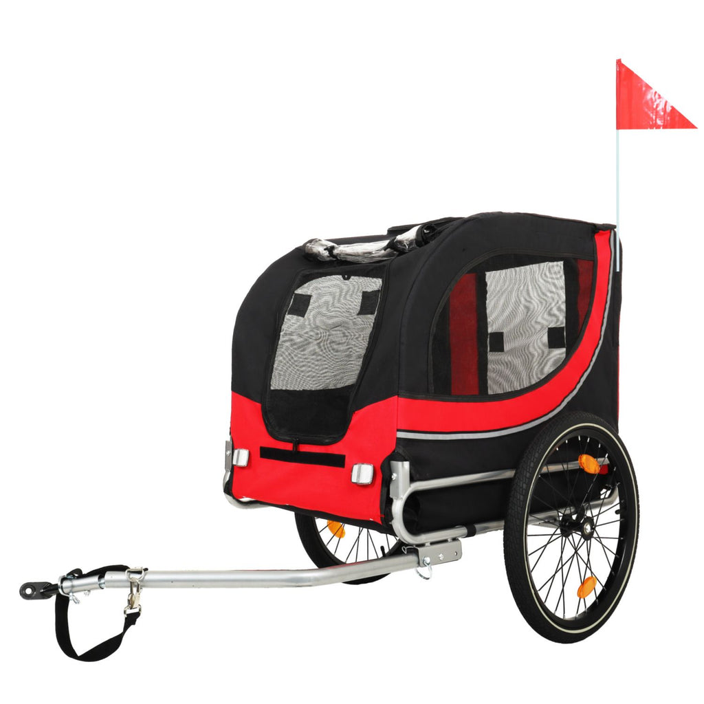 Large Folding Bike Trailer for Dogs – 120LB Capacity All-Terrain Pet Carrier, Durable Steel Frame for Cycling, Jogging, Camping & Outdoor Adventures, Black- Red