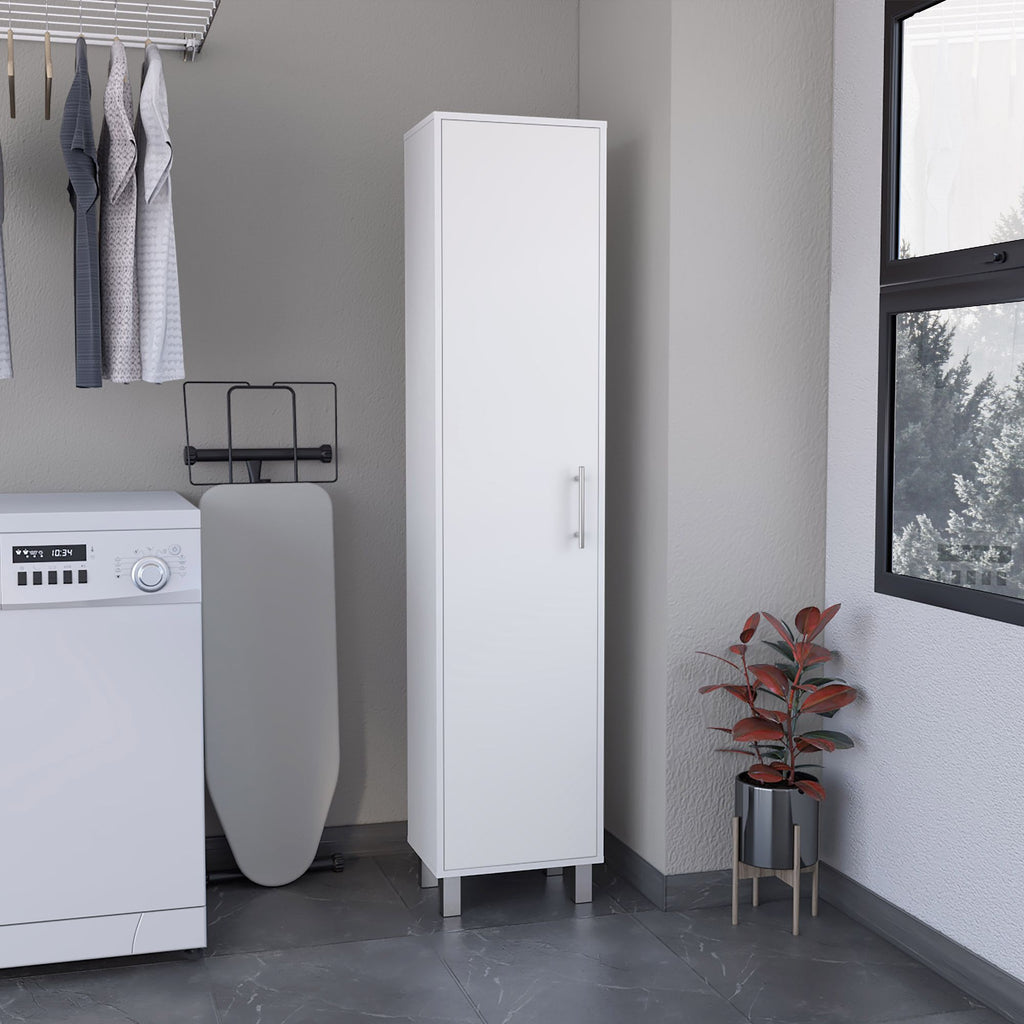 Laska 70" Tall Storage Cabinet Broom Closet with Broom Hangers,and Four Shelves