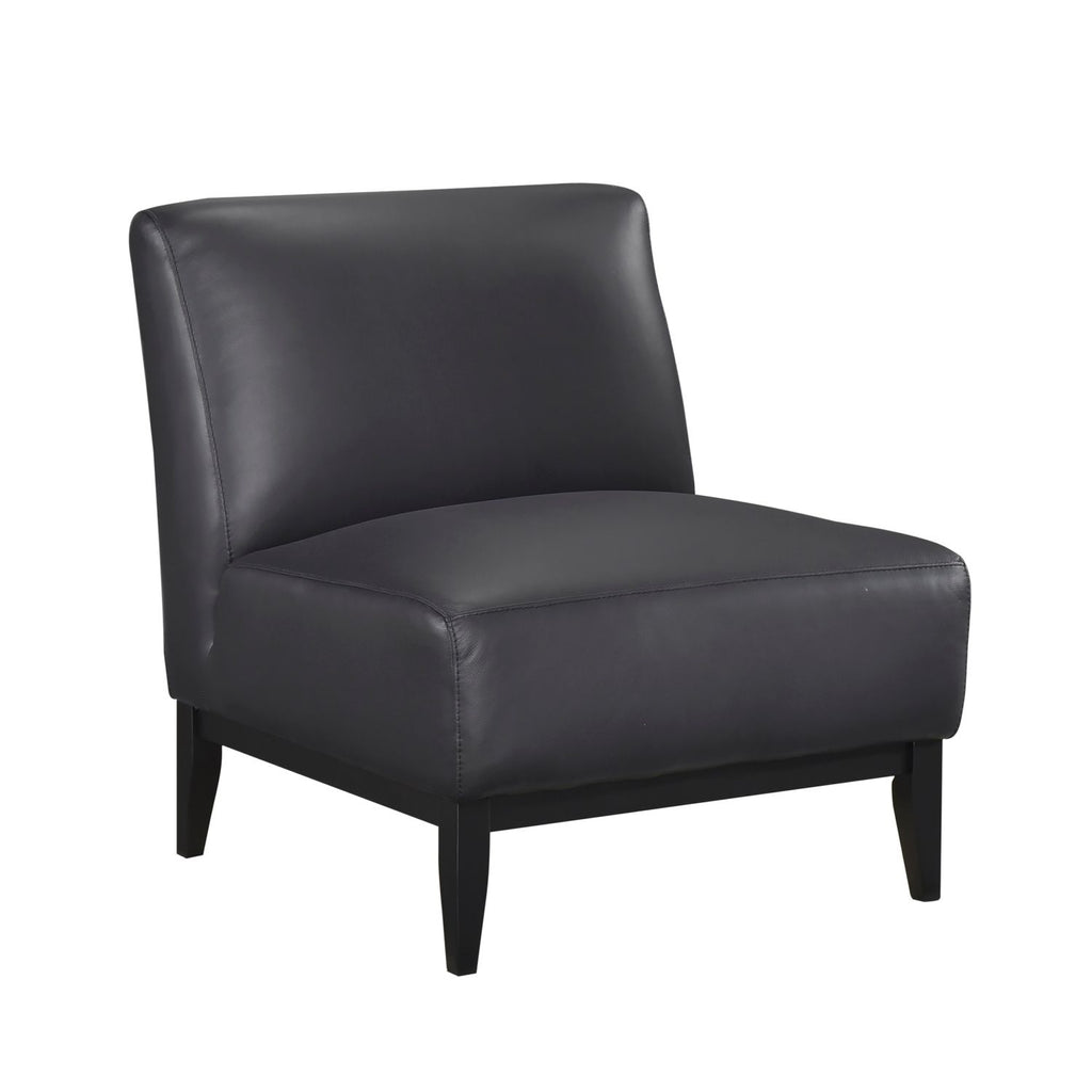 Leather Upholstered Accent Chair Black Cushion Seat Back Solid Wood Luxurious Living Room Furniture 1pc Durable Comfort Chair
