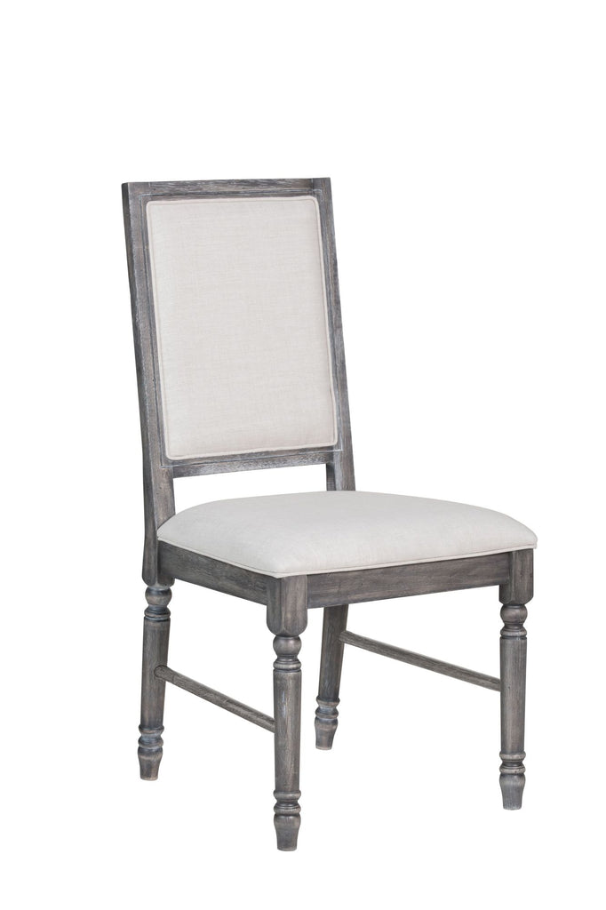 Leventis Cream Linen & Weathered Gray Finish Side Chair (Set of 2)