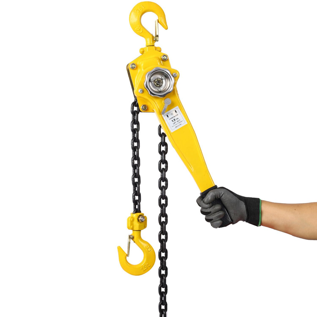 Lever Chain Hoist 1 1/2 Ton 3300LBS Capacity 5 FT Chain Come Along with Heavy Duty Hooks Ratchet Lever Chain Block Hoist Lift Puller
