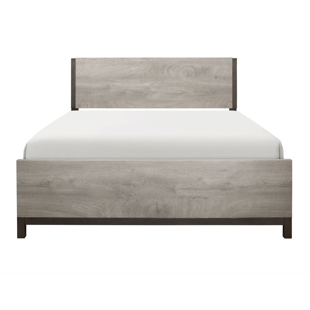 Light Gray Finish 1pc Full Size Bed Premium Melamine Wooden Modern Bedroom Furniture