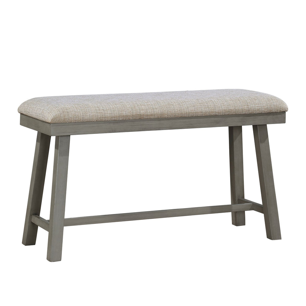 Light Gray Finish Counter Height Bench Foam Cushioned Seat Industrial Design Kitchen Dining Furniture 1pc